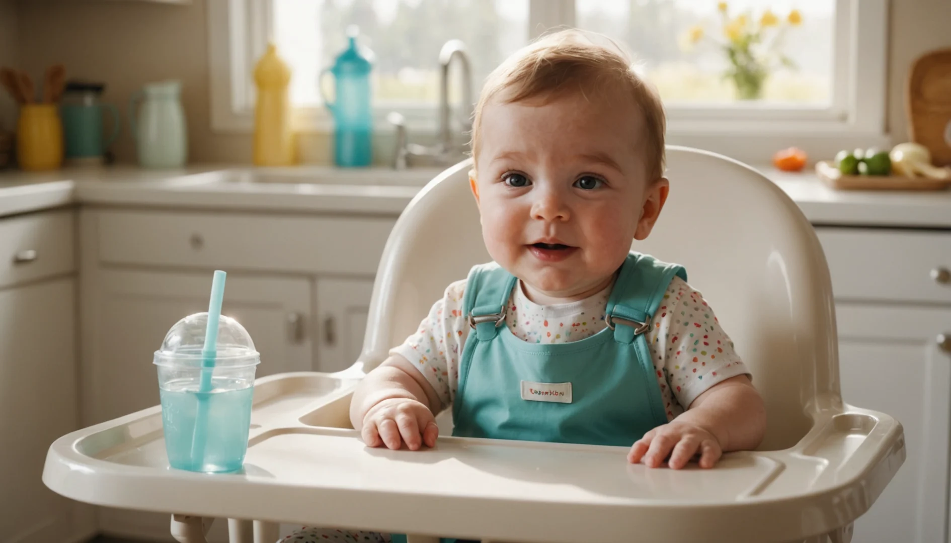 Flacons de soins et d'hygiène pour bébé posés sur une table.