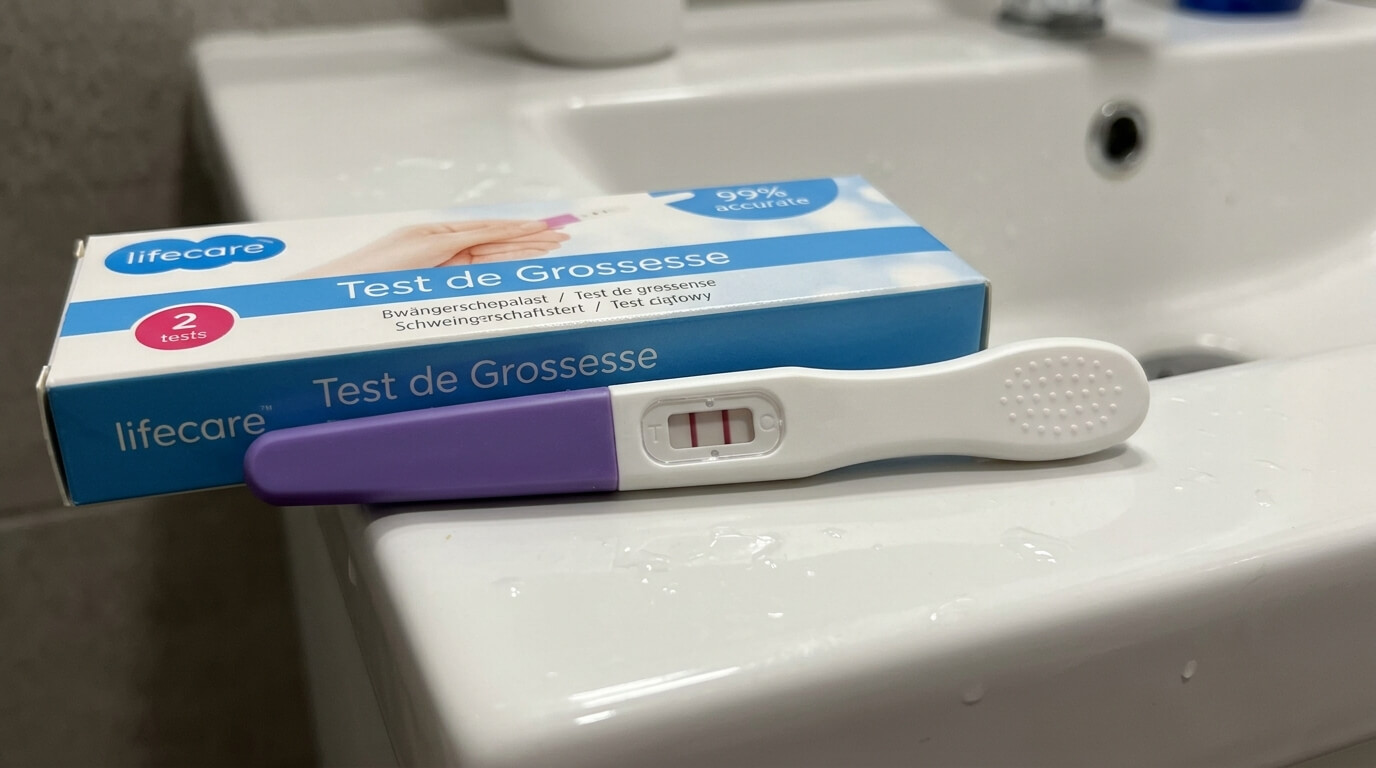 Test de grossesse urinaire avec résultat à deux lignes