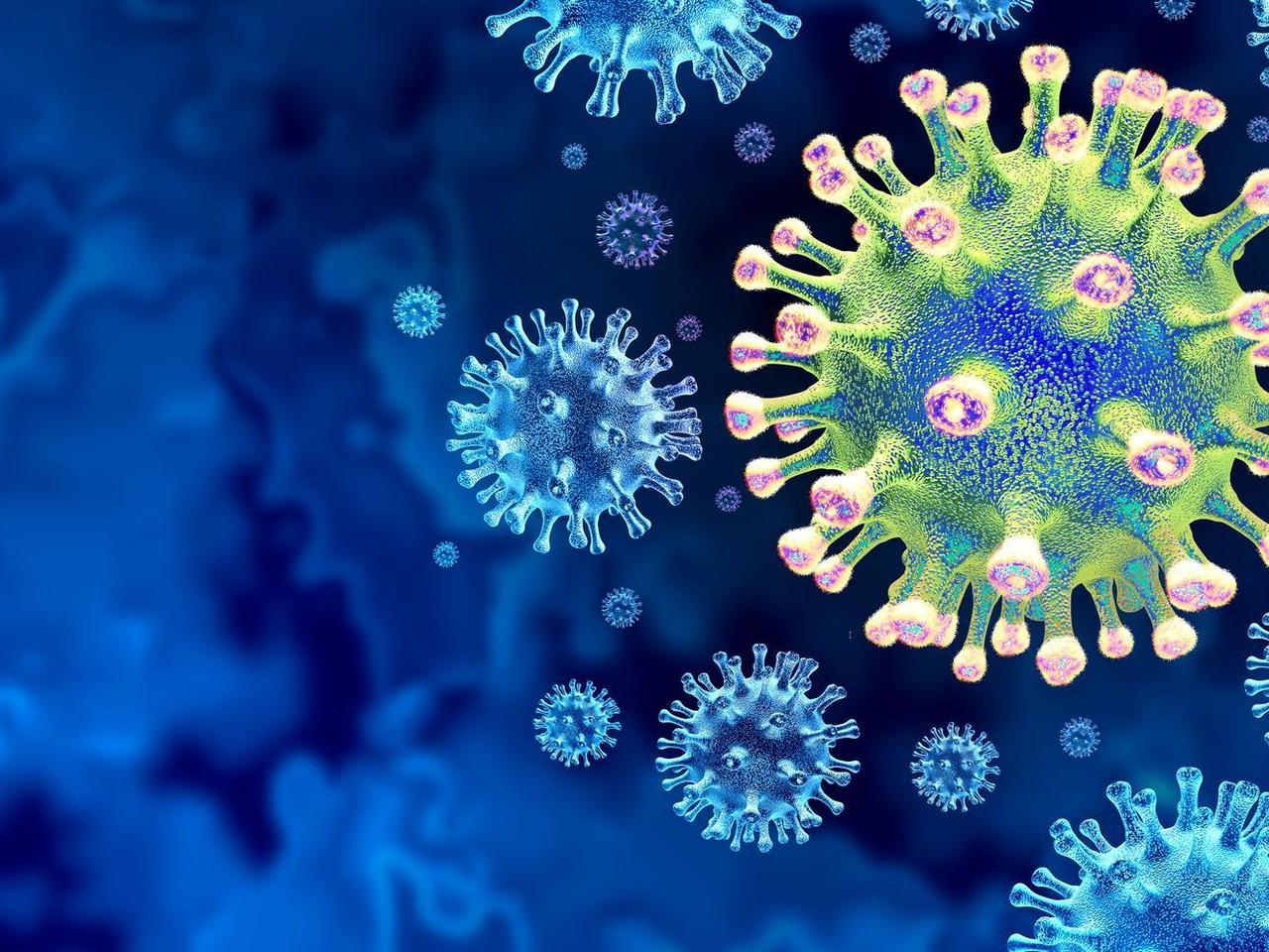 Représentation du coronavirus SARS-CoV-2, à l'origine du variant covid 2025 XFG surnommé Frankenstein